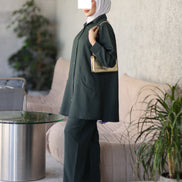 Button-Front Marina Suit – Forest Green