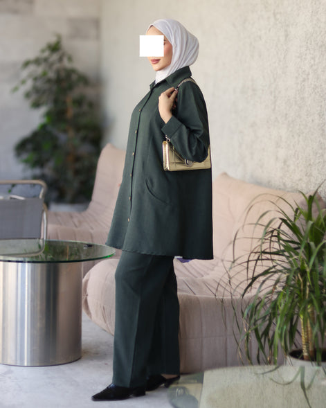 Button-Front Marina Suit – Forest Green