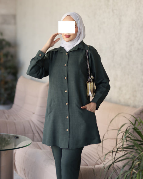 Button-Front Marina Suit – Forest Green