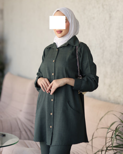 Button-Front Marina Suit – Forest Green