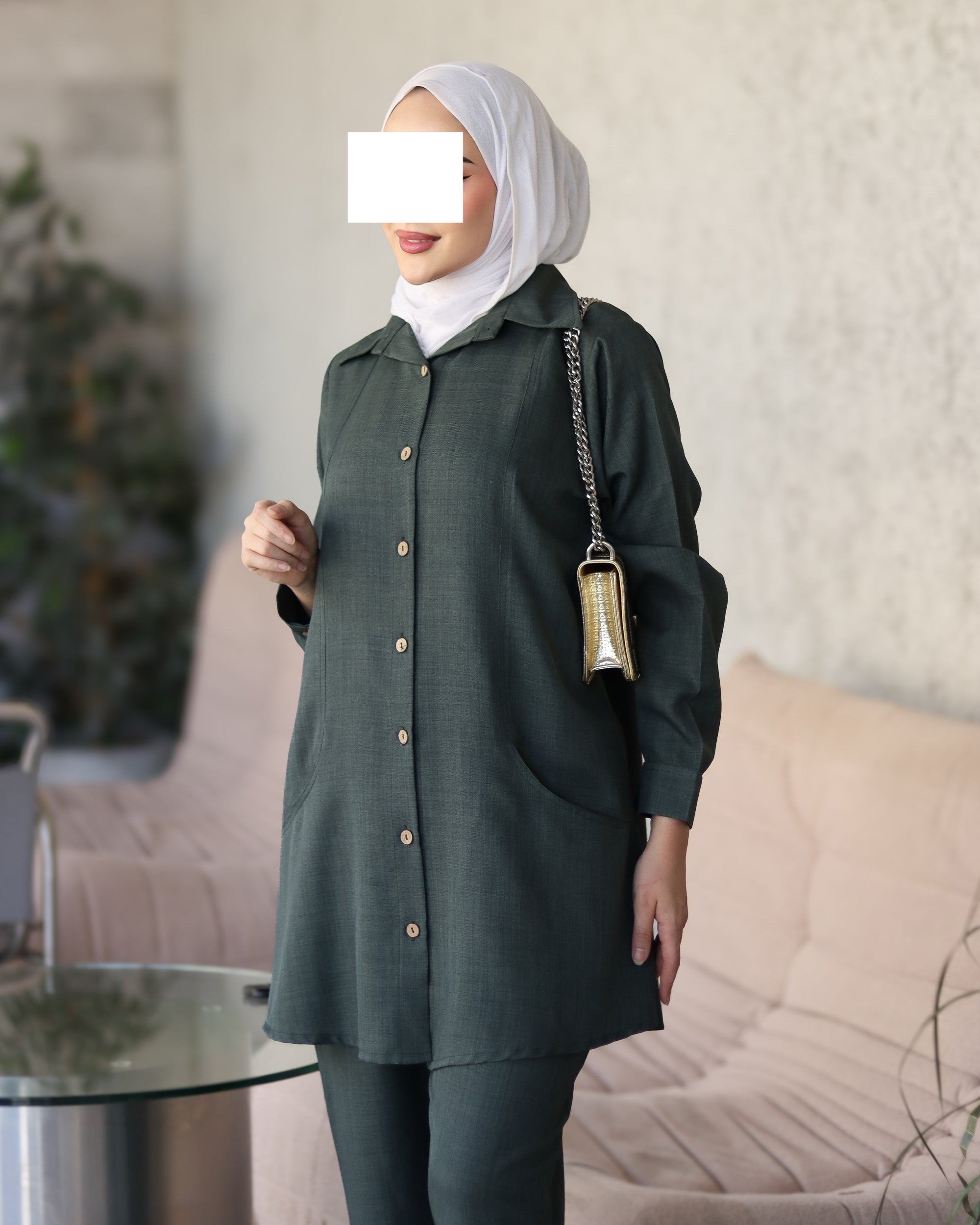 Button-Front Marina Suit – Forest Green