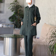 Button-Front Marina Suit – Forest Green