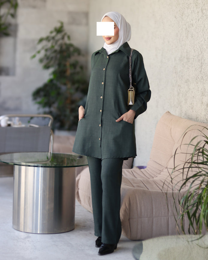 Button-Front Marina Suit – Forest Green