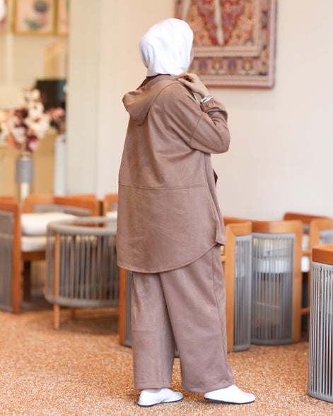 Hooded Chamois Zip Set – Mocha