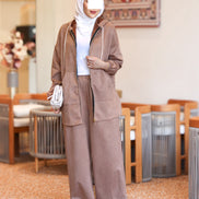 Hooded Chamois Zip Set – Mocha