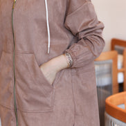 Hooded Chamois Zip Set – Mocha