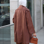 Chamois Buttoned Jacket Set – Rust Brown