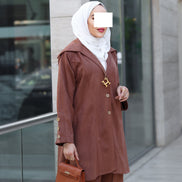 Chamois Buttoned Jacket Set – Rust Brown