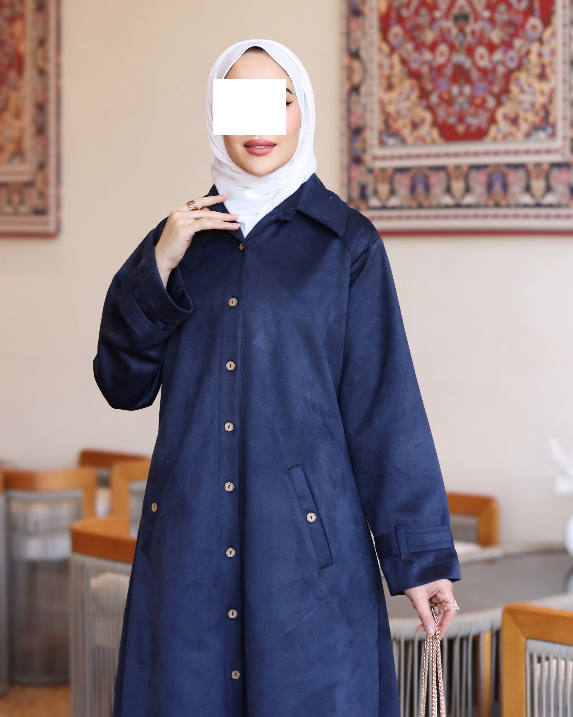 Buttoned Chamois Maxi Nafnouf – Navy