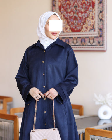 Buttoned Chamois Maxi Nafnouf – Navy