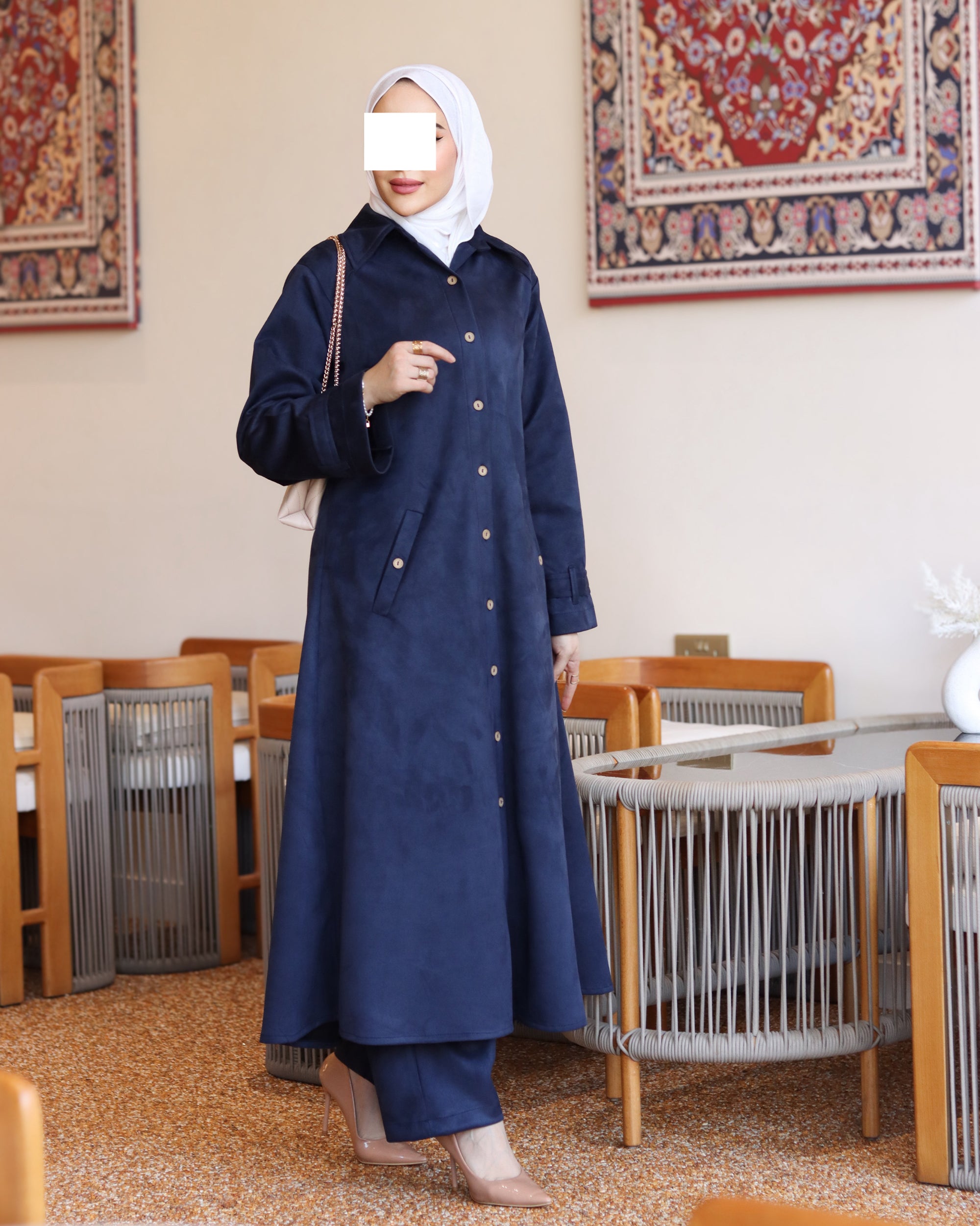 Buttoned Chamois Maxi Nafnouf – Navy