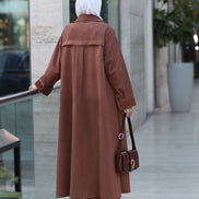 Lace-Up Chamois Coat Set – Mocha Brown