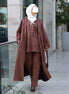 Lace-Up Chamois Coat Set – Mocha Brown