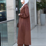 Lace-Up Chamois Coat Set – Mocha Brown