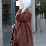 Lace-Up Chamois Coat Set – Mocha Brown