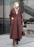 Single-Button Chamois Coat Set – Brown