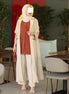Contrast Trim Chamois Coat Set – Cream