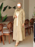 Textured Leaf Chamois Coat Set – Beige