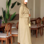 Textured Leaf Chamois Coat Set – Beige