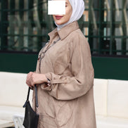 طقم شمواه بأوراق مزخرفة - لون بني رمادي