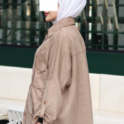 طقم شمواه بأوراق مزخرفة - لون بني رمادي