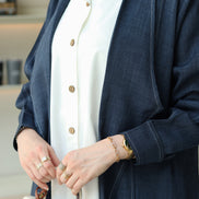 Structured Chamois Coat Set – Navy