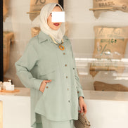 Buttoned Linen Set – Mint