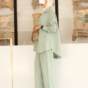 Buttoned Linen Set – Mint