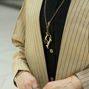 Striped Linen Coat Set – Sand Beige