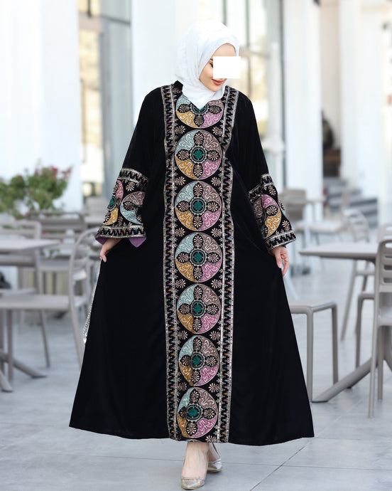 Velvet Embroidered Daraa – Classic Black