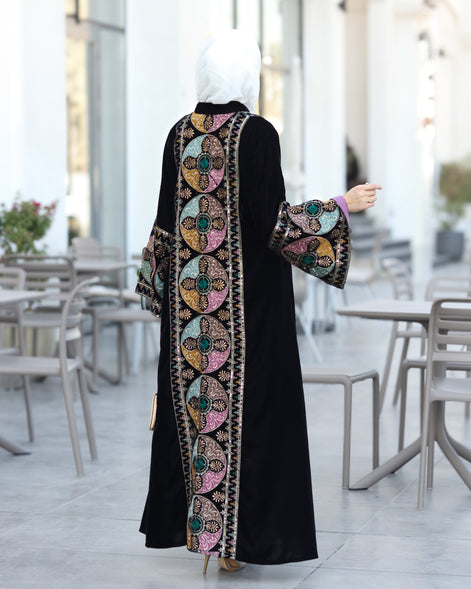 درّاعة مخمل مطرزة – أسود كلاسيك