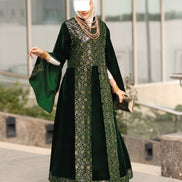 Embroidered Velvet Daraa – Emerald Green