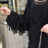Textured Crepe Chiffon Set – Black