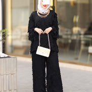 Textured Crepe Chiffon Set – Black