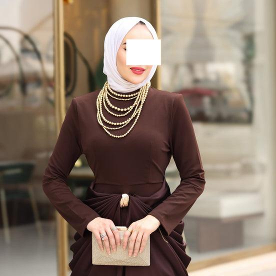 Draped Stretch Maxi Dress – Chocolate Brown