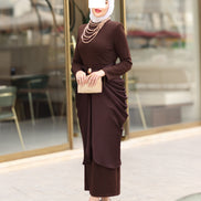 فستان ماكسي ستريتش درابيه – بني
