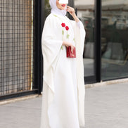 Floral Embroidered Crepe Dress – Ivory