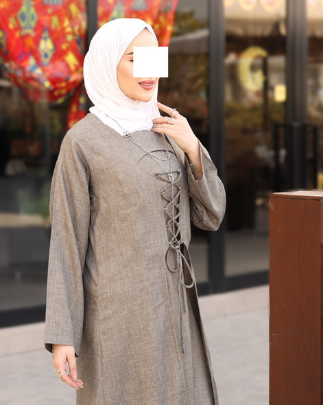Laced Linen Nafnouf Set - Taupe