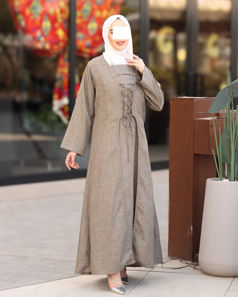 Laced Linen Nafnouf Set - Taupe