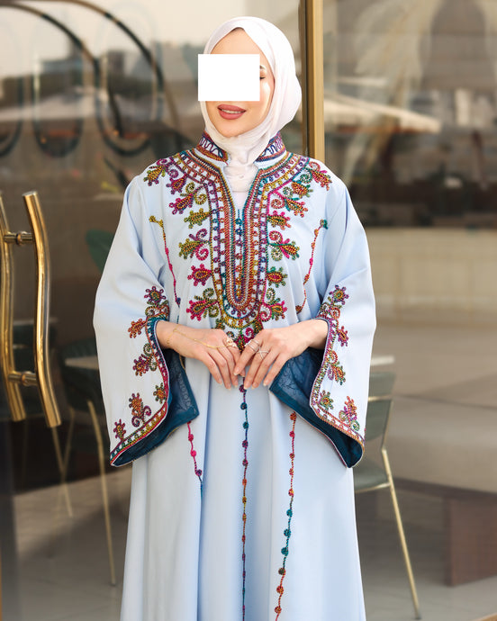 Embroidered Barbie Daraa - Sky Blue