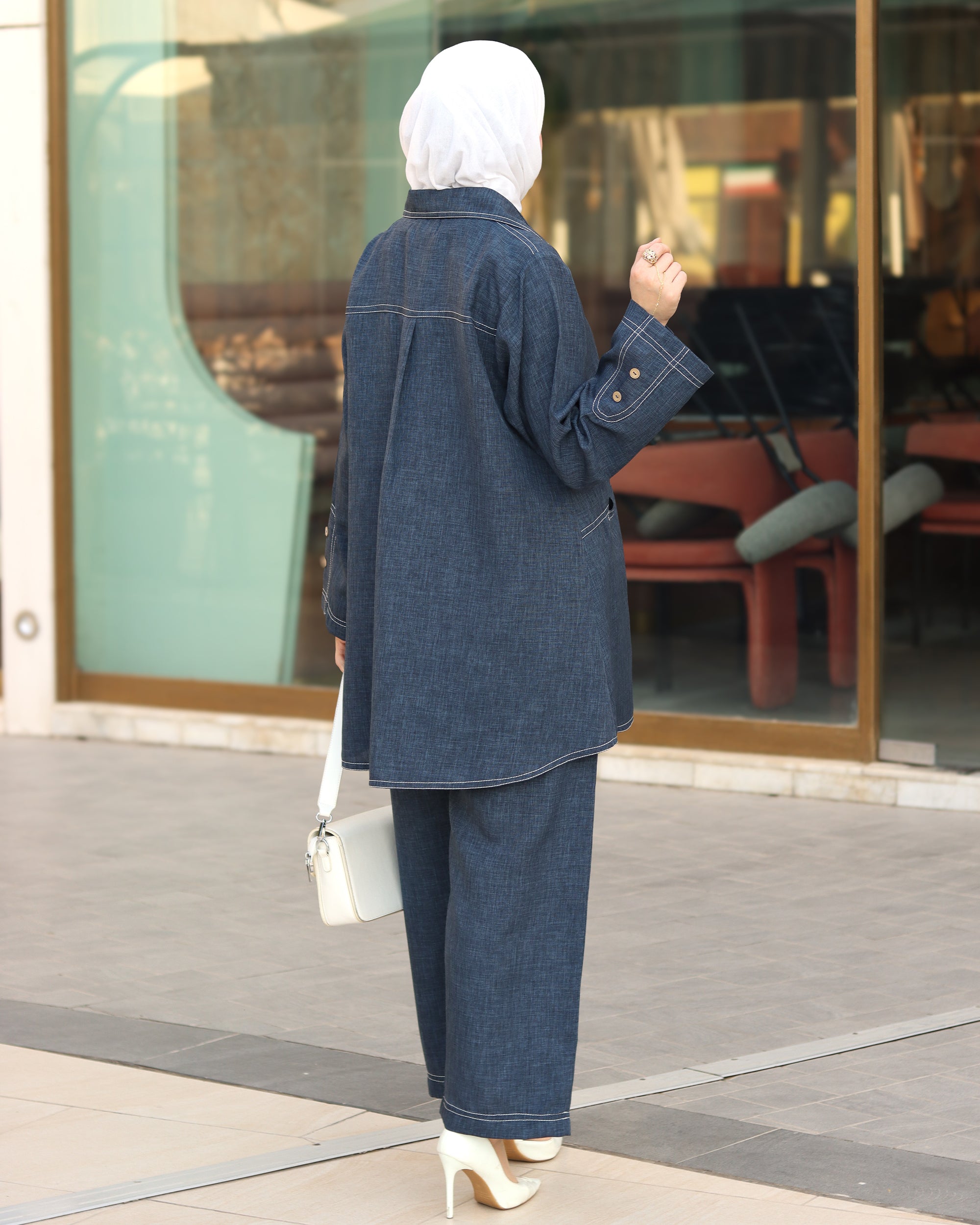Classic Linen Shirt & Pants Set – Denim Blue