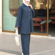 Classic Linen Shirt & Pants Set – Denim Blue