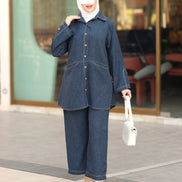 Classic Linen Shirt & Pants Set – Denim Blue