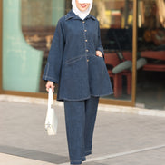 Classic Linen Shirt & Pants Set – Denim Blue
