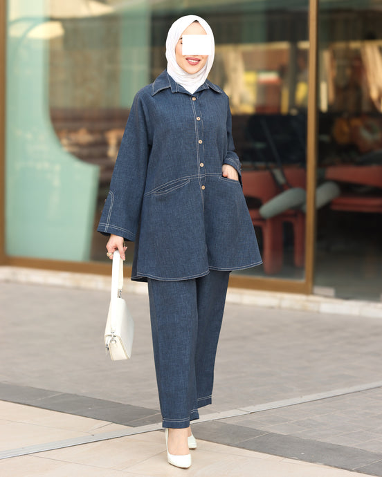 Classic Linen Shirt & Pants Set – Denim Blue