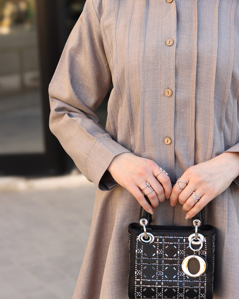 Pleated Linen Shirt & Pants Set – Taupe