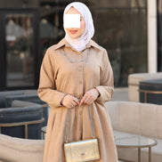 Gathered Linen Shirt & Pants Set – Warm Beige