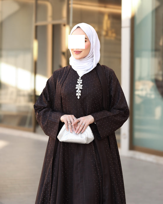 Flowing Linen Daraa Set – Deep Chocolate