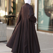 طقم دراعة من الكتان – بني داكن