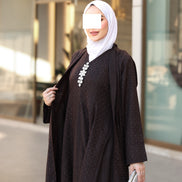 طقم دراعة من الكتان – بني داكن